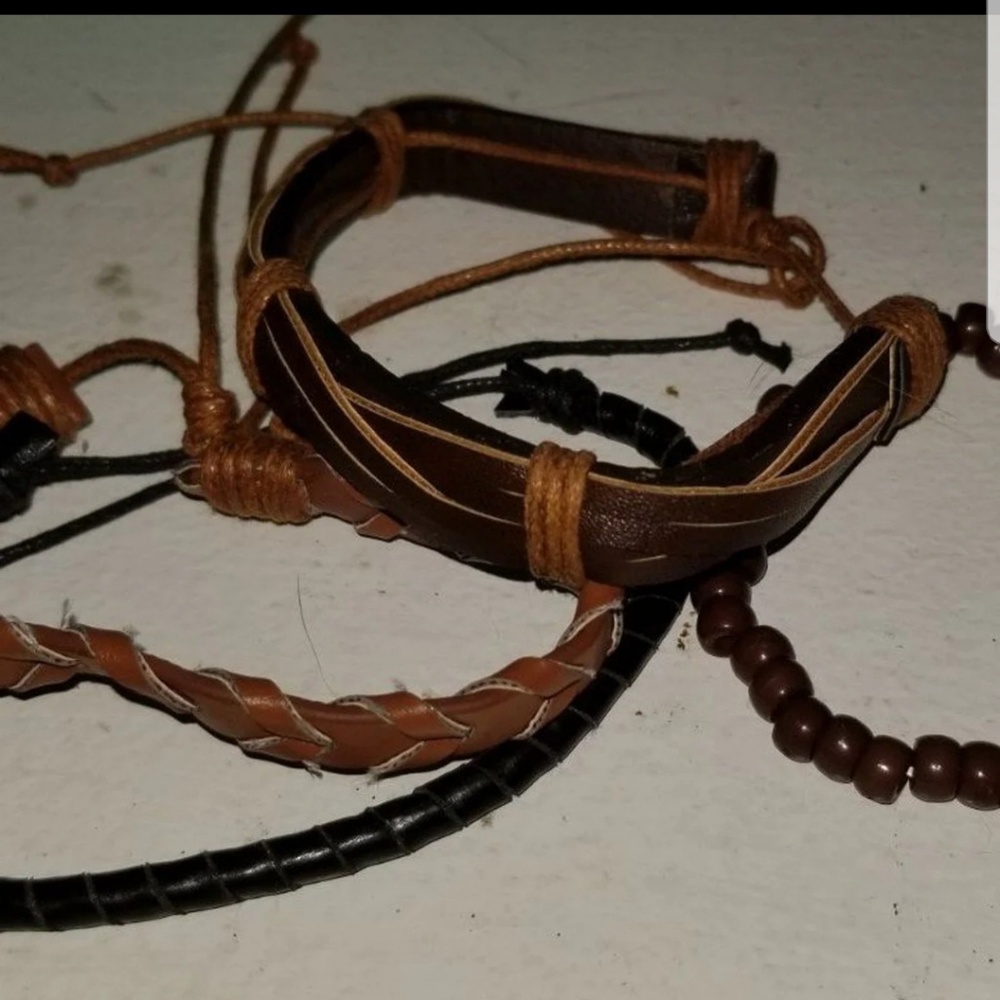 4 Faux Leather Bracelets